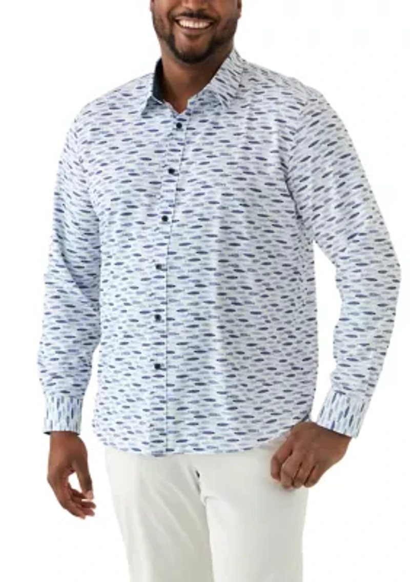 Big & Tall Fish Printed Woven Shirt