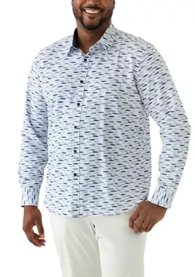 Big & Tall Fish Printed Woven Shirt