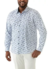 Big & Tall Fish Printed Woven Shirt