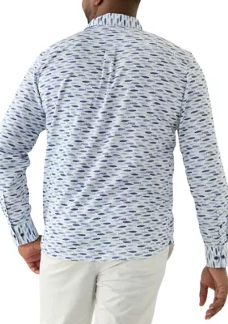 Big & Tall Fish Printed Woven Shirt