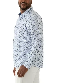 Big & Tall Fish Printed Woven Shirt