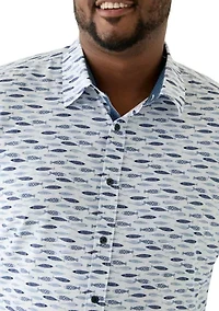 Big & Tall Fish Printed Woven Shirt