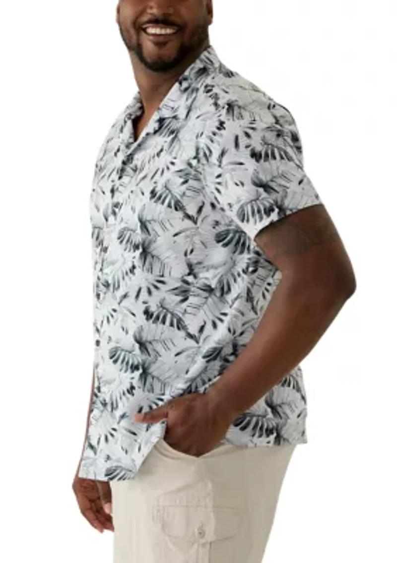 Big & Tall Tropical Printed Woven Shirt