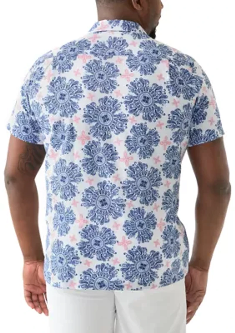 Big & Tall Floral Printed Camp Shirt