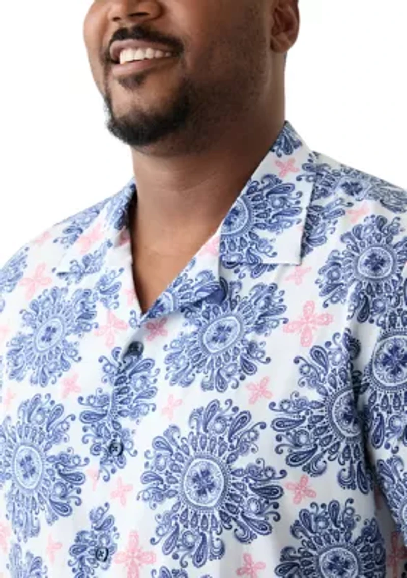 Big & Tall Floral Printed Camp Shirt
