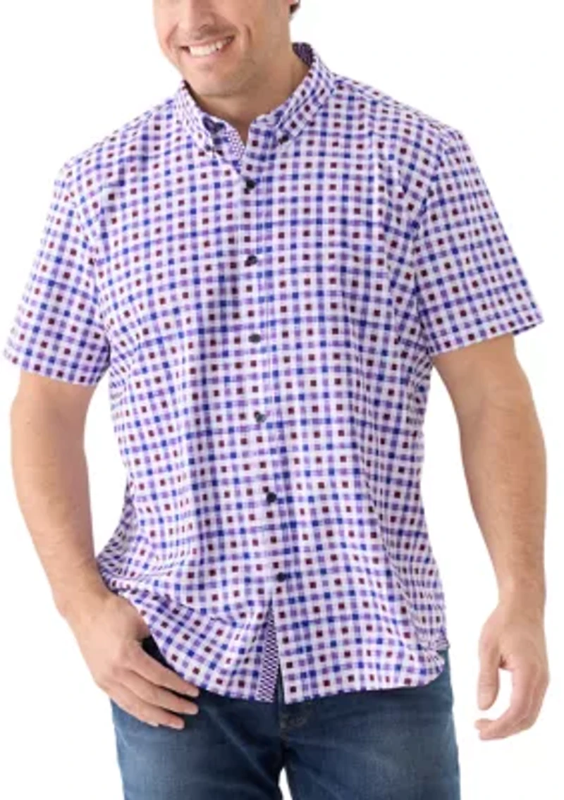 Big & Tall Short Sleeve Plaid Woven Shirt