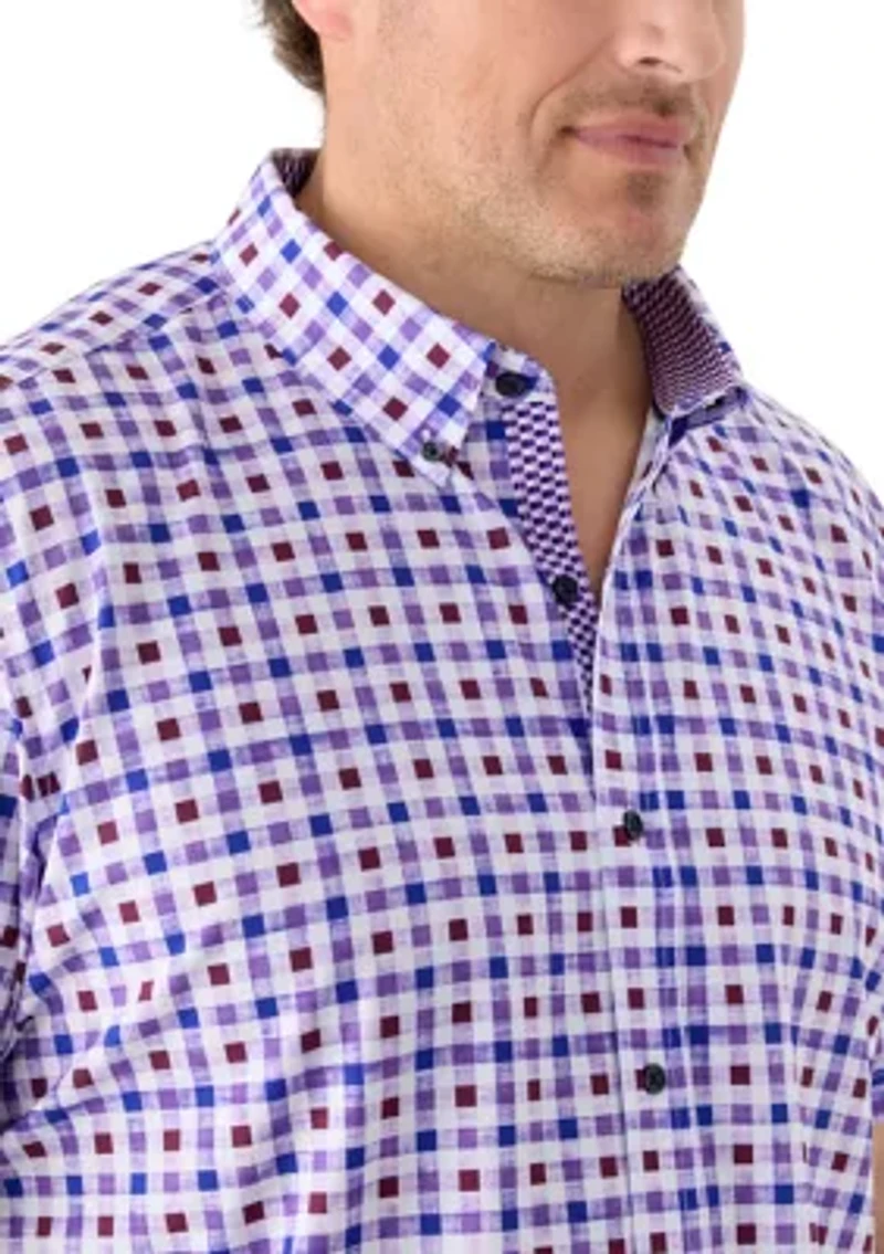 Big & Tall Short Sleeve Plaid Woven Shirt