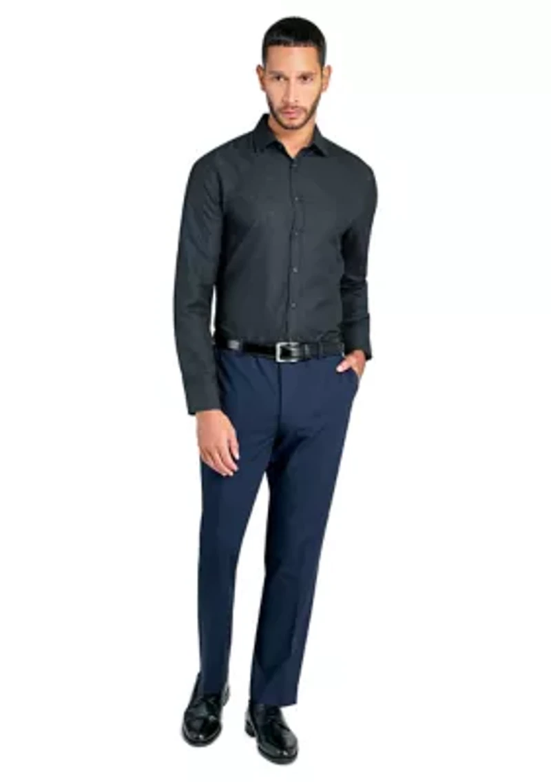 Slim Fit Black Dot Performance Stretch Dress Shirt