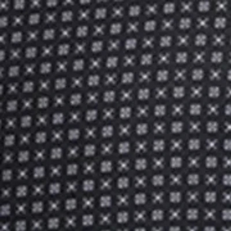 Men's Slim Fit Black Dot Square Print Long Sleeve Shirt