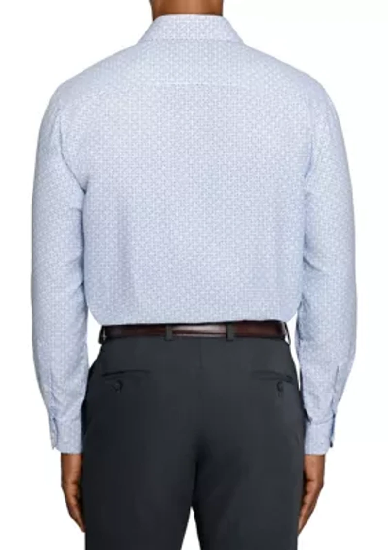 Men's Slim Fit White Speckled Long Sleeve Shirt