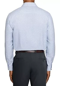 Men's Slim Fit White Speckled Long Sleeve Shirt
