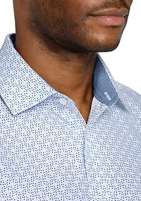 Men's Slim Fit White Speckled Long Sleeve Shirt