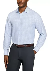 Men's Slim Fit White Speckled Long Sleeve Shirt