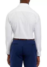 Men's Slim Fit White Solid Performance Stretch Dress Shirt
