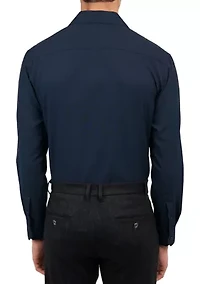 Slim Fit Navy Solid Performance Stretch Dress Shirt