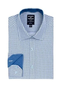 Slim Fit Blue Geo Performance Stretch Dress Shirt