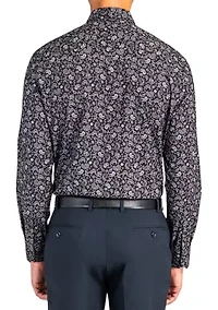 Slim Fit Black Paisley Performance Stretch Dress Shirt