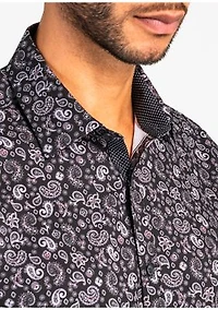 Slim Fit Black Paisley Performance Stretch Dress Shirt