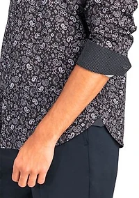 Slim Fit Black Paisley Performance Stretch Dress Shirt