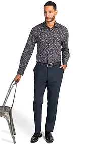 Slim Fit Black Paisley Performance Stretch Dress Shirt
