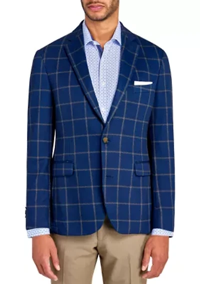 Men's Slim Fit Blue Window Soft Sport Coat