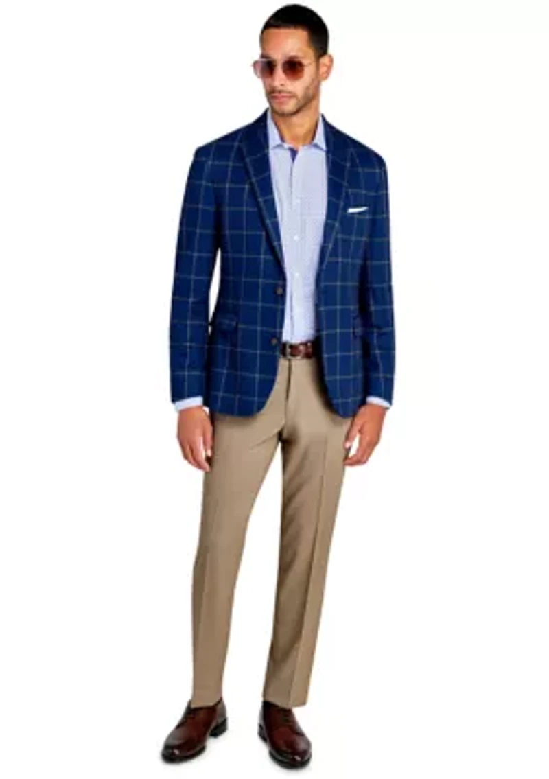 Men's Slim Fit Blue Window Soft Sport Coat