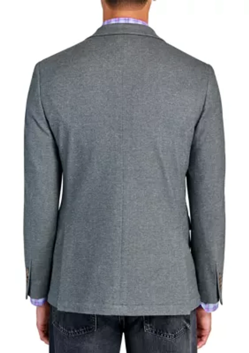 Men's Slim Fit Grey Plush Knit Sport Coat
