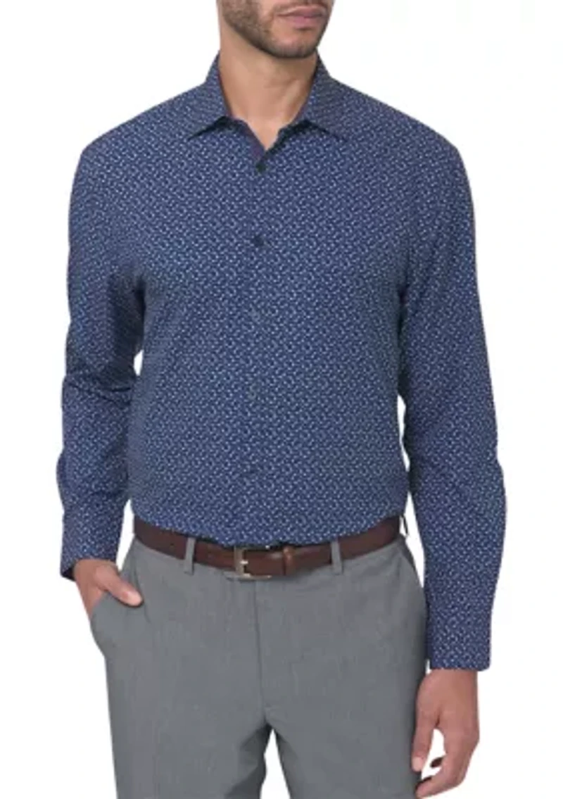 Men's Slim Fit Floral Performance Stretch Dress Shirt