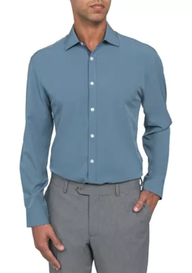 Men's Slim Fit Solid Performance Stretch Dress Shirt