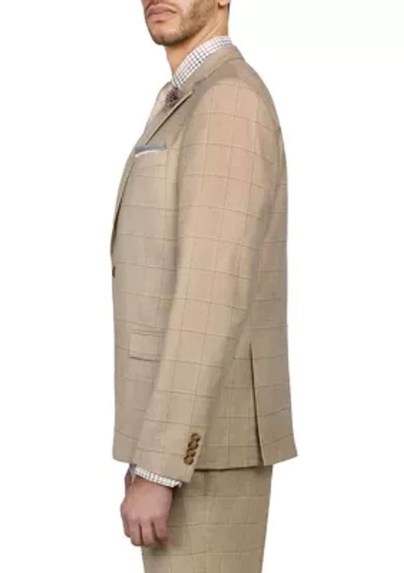 Men's Slim Fit Windowpane Suit Coat