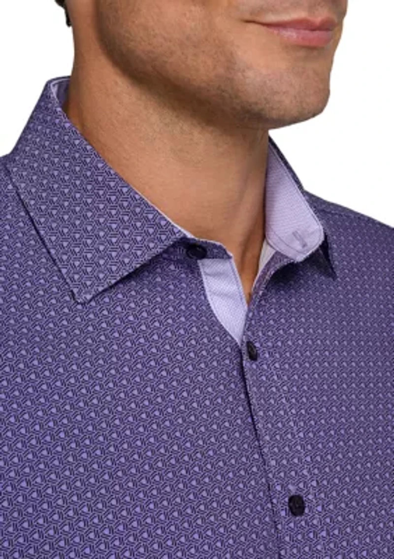 Men's Purple Geo Long Sleeve Shirt