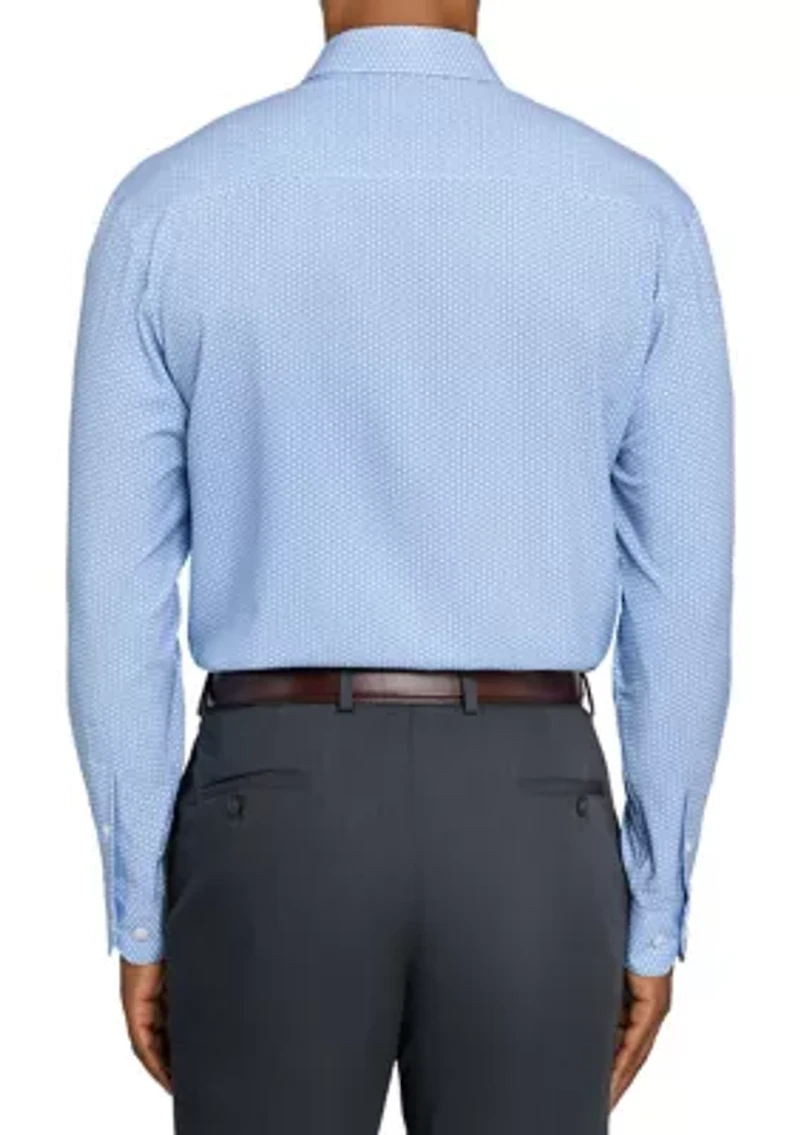 Men's Slim Fit Blue Circle Long Sleeve Shirt