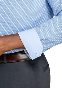 Men's Slim Fit Blue Circle Long Sleeve Shirt