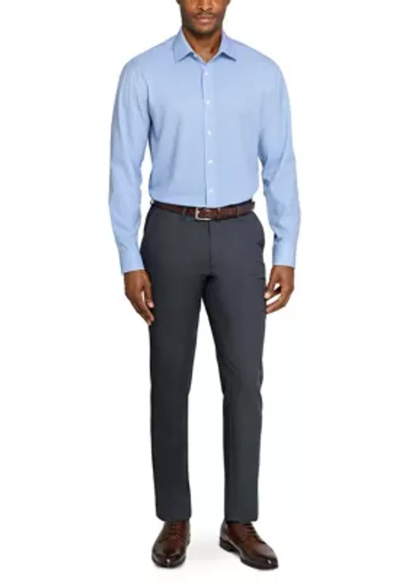 Men's Slim Fit Blue Circle Long Sleeve Shirt