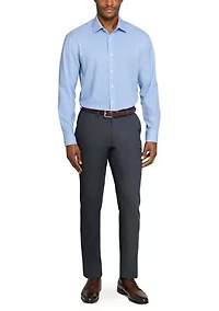 Men's Slim Fit Blue Circle Long Sleeve Shirt