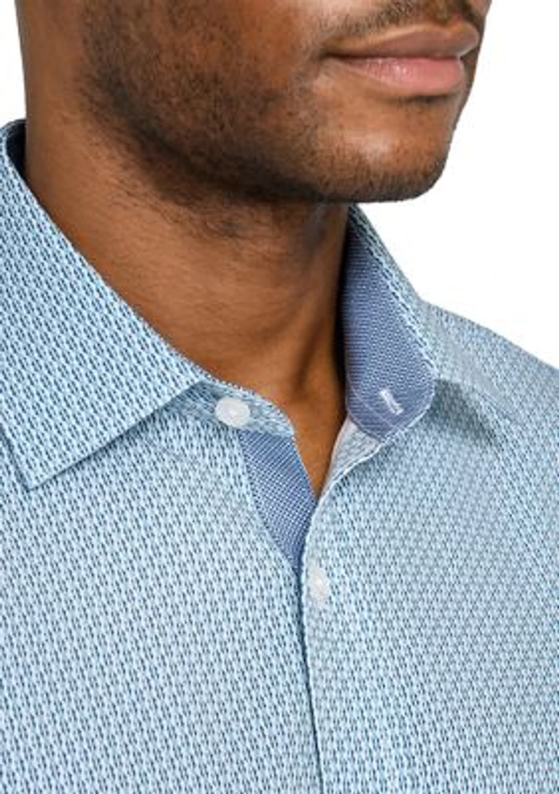 Men's Slim Fit Green Solid Long Sleeve Shirt