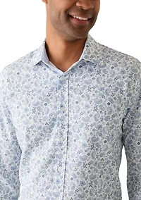 Men's Slim Fit White Paisley Long Sleeve Shirt