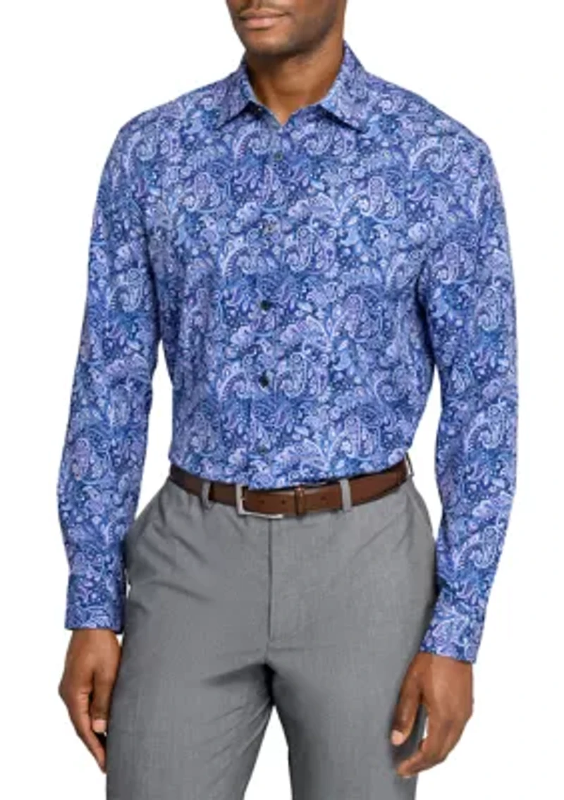 Men's Purple & Navy Paisley Long Sleeve Shirt
