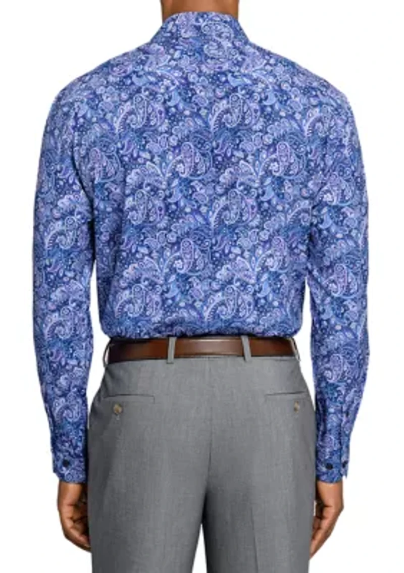Men's Purple & Navy Paisley Long Sleeve Shirt