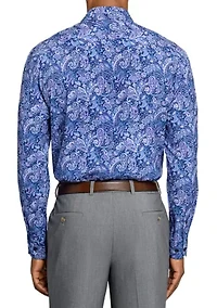 Men's Purple & Navy Paisley Long Sleeve Shirt