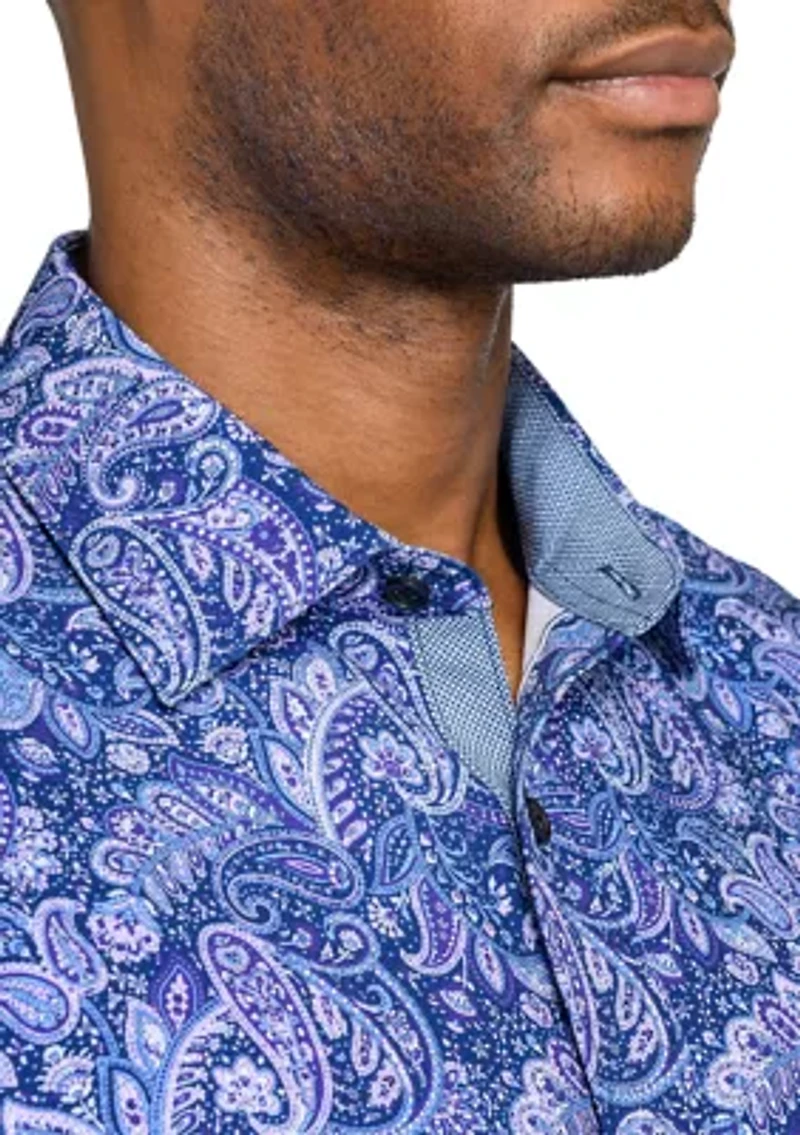 Men's Purple & Navy Paisley Long Sleeve Shirt