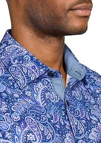 Men's Purple & Navy Paisley Long Sleeve Shirt