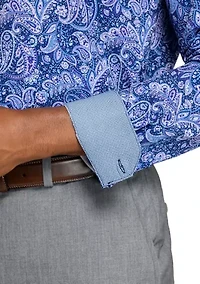 Men's Purple & Navy Paisley Long Sleeve Shirt