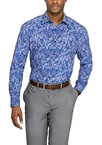 Men's Purple & Navy Paisley Long Sleeve Shirt