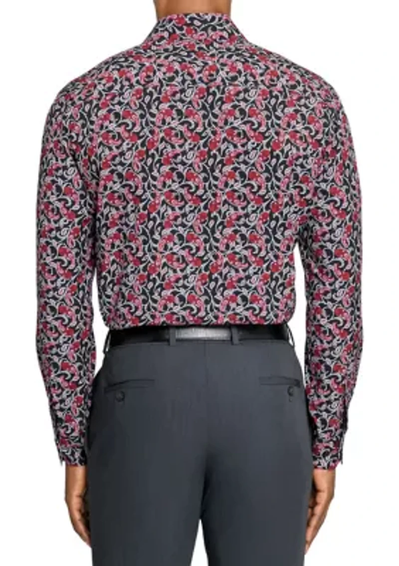 Men's Slim Fit Paisley Print Long Sleeve Shirt