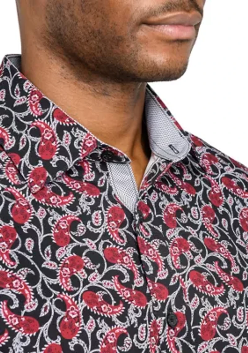 Men's Slim Fit Paisley Print Long Sleeve Shirt
