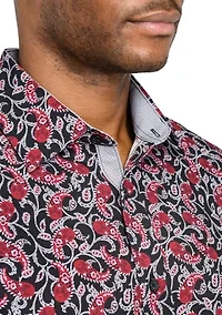 Men's Slim Fit Paisley Print Long Sleeve Shirt