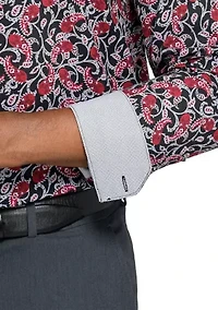Men's Slim Fit Paisley Print Long Sleeve Shirt