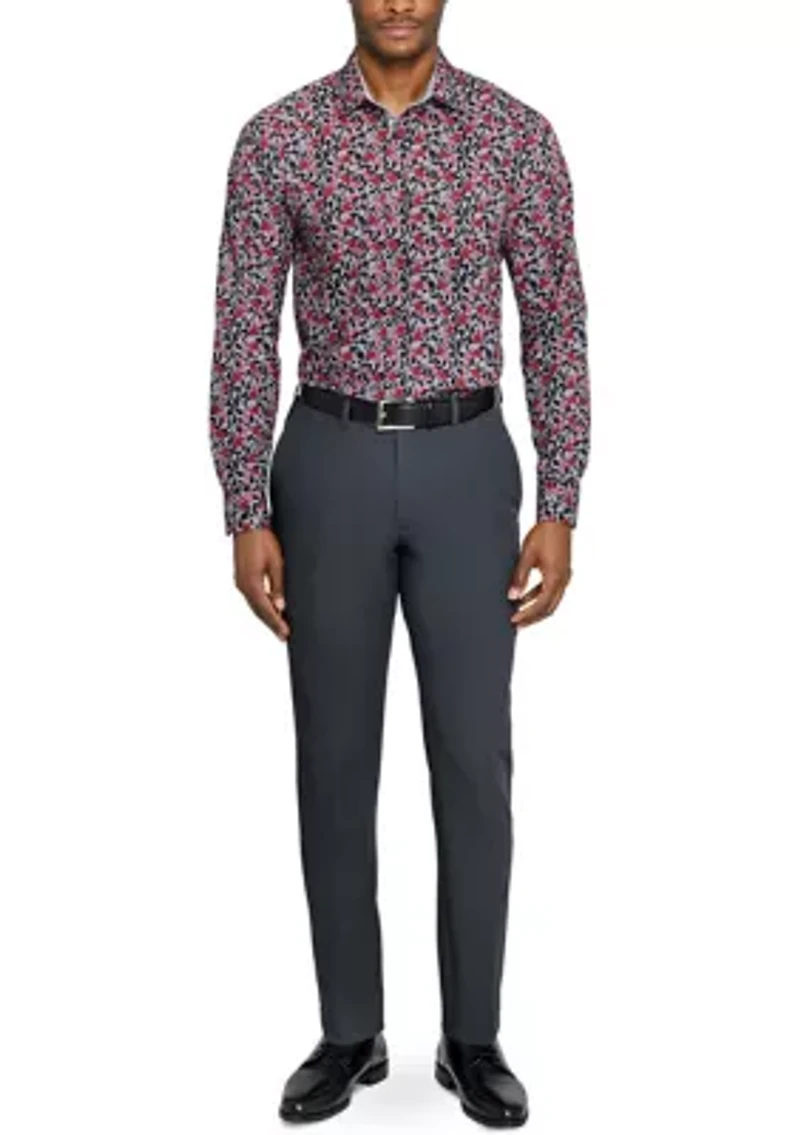 Men's Slim Fit Paisley Print Long Sleeve Shirt