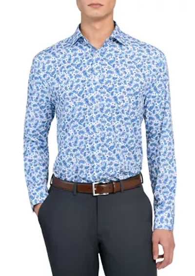 Men's Slim Fit Paisley Print Performance Stretch Dress Shirt